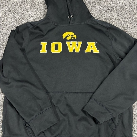 Black Iowa Hoodie with Yellow Logo - Picture 1 of 2